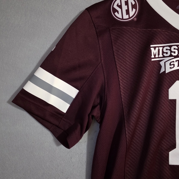 Adidas Mens #1 Mississippi State Bulldogs Maroon Football Jersey Size Small - Picture 8 of 12